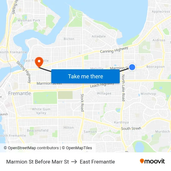 Marmion St Before Marr St to East Fremantle map