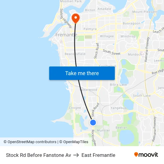 Stock Rd Before Fanstone Av to East Fremantle map
