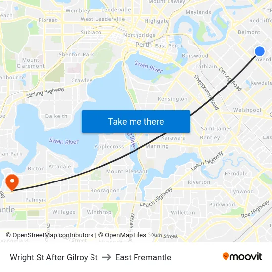 Wright St After Gilroy St to East Fremantle map