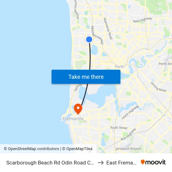 Scarborough Beach Rd Odin Road Cat Id 7 to East Fremantle map