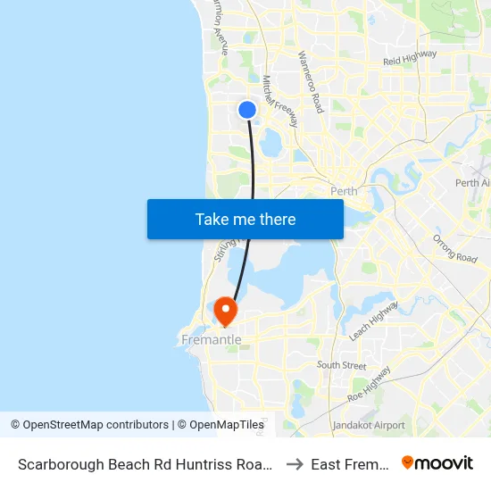 Scarborough Beach Rd Huntriss Road Cat Id 10 to East Fremantle map