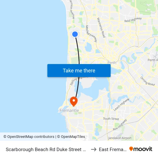 Scarborough Beach Rd Duke Street Cat Id 15 to East Fremantle map