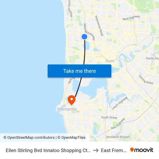 Ellen Stirling Bvd Innaloo Shopping Ctr Cat Id 35 to East Fremantle map