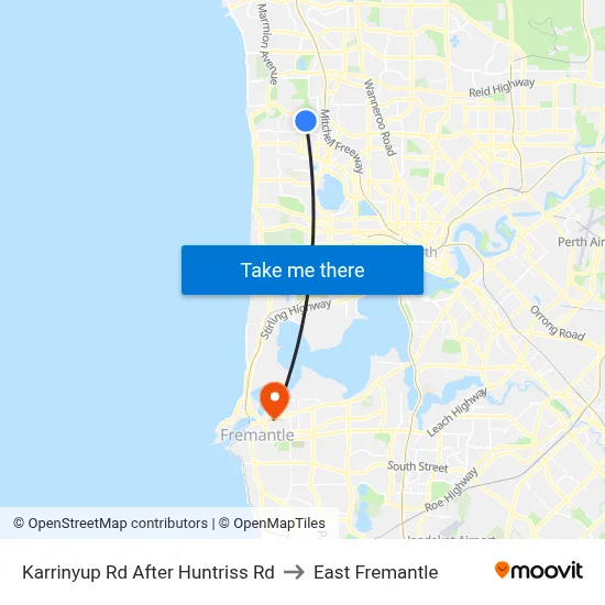 Karrinyup Rd After Huntriss Rd to East Fremantle map