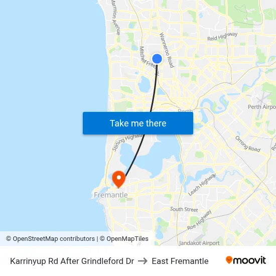 Karrinyup Rd After Grindleford Dr to East Fremantle map