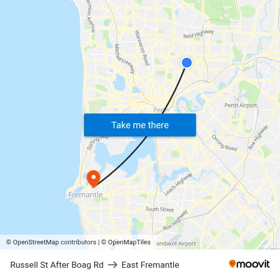 Russell St After Boag Rd to East Fremantle map