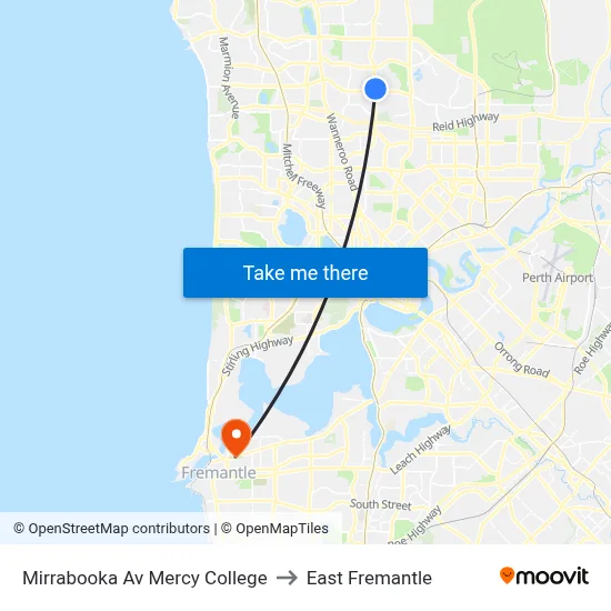 Mirrabooka Av Mercy College to East Fremantle map