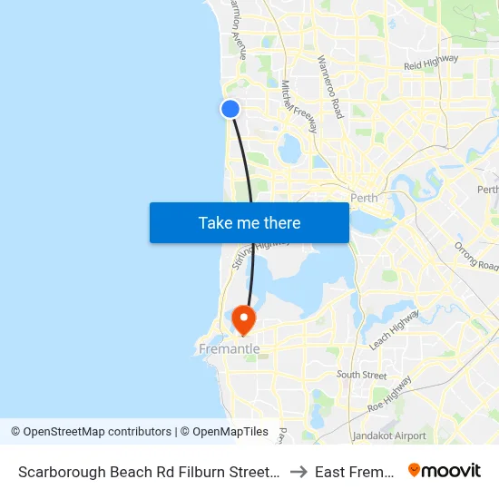 Scarborough Beach Rd Filburn Street Cat Id 21 to East Fremantle map