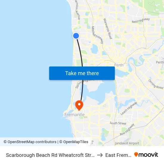 Scarborough Beach Rd Wheatcroft Street Cat Id 22 to East Fremantle map