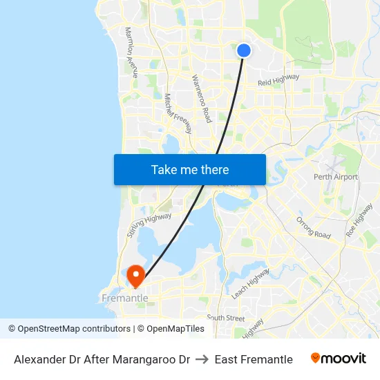 Alexander Dr After Marangaroo Dr to East Fremantle map
