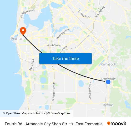 Fourth Rd - Armadale City Shop Ctr to East Fremantle map
