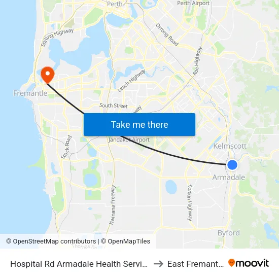 Hospital Rd Armadale Health Service to East Fremantle map