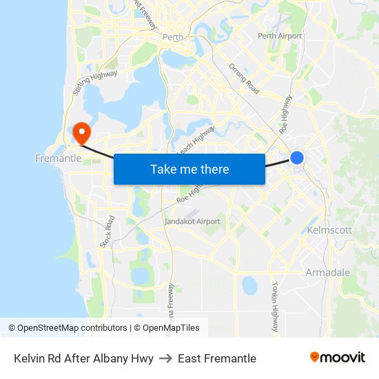 Kelvin Rd After Albany Hwy to East Fremantle map