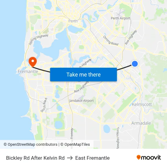 Bickley Rd After Kelvin Rd to East Fremantle map