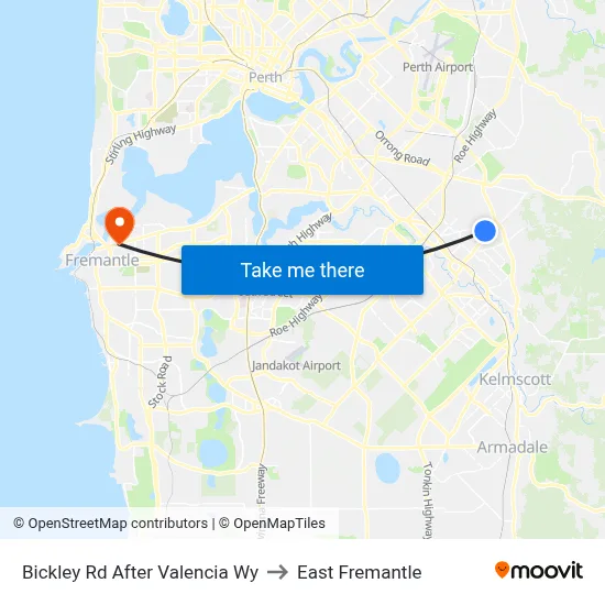 Bickley Rd After Valencia Wy to East Fremantle map