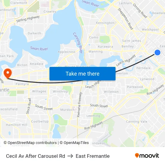 Cecil Av After Carousel Rd to East Fremantle map