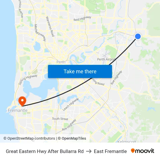 Great Eastern Hwy After Bullarra Rd to East Fremantle map