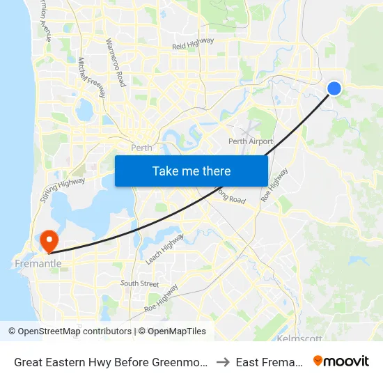 Great Eastern Hwy Before Greenmount Ri to East Fremantle map