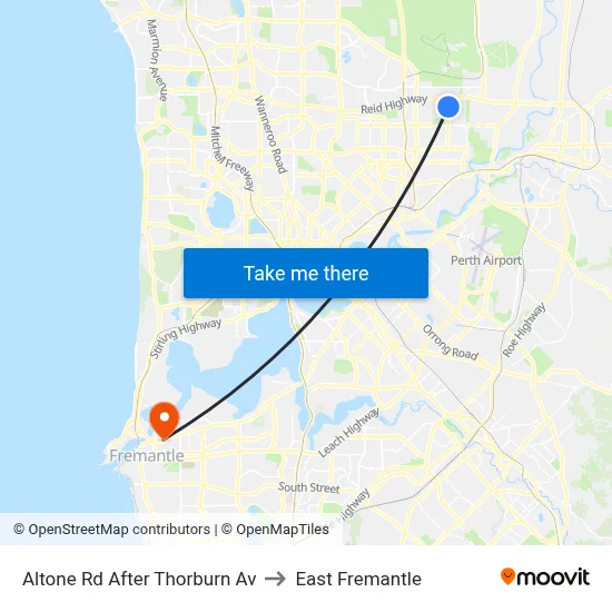 Altone Rd After Thorburn Av to East Fremantle map