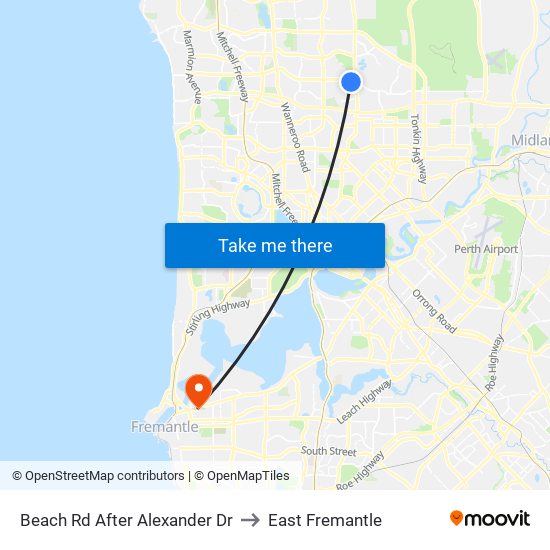 Beach Rd After Alexander Dr to East Fremantle map