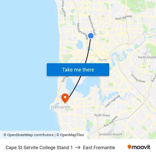 Cape St Servite College Stand 1 to East Fremantle map