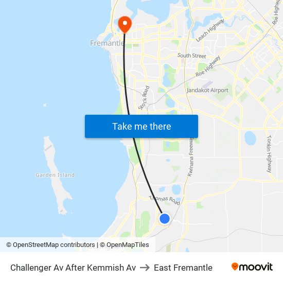 Challenger Av After Kemmish Av to East Fremantle map