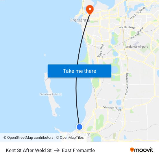 Kent St After Weld St to East Fremantle map