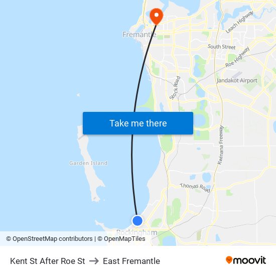 Kent St After Roe St to East Fremantle map