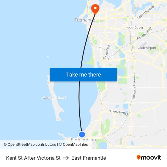 Kent St After Victoria St to East Fremantle map