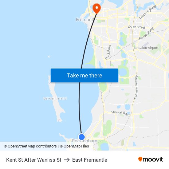 Kent St After Wanliss St to East Fremantle map