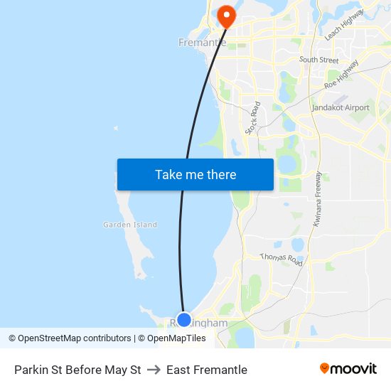 Parkin St Before May St to East Fremantle map