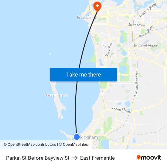 Parkin St Before Bayview St to East Fremantle map