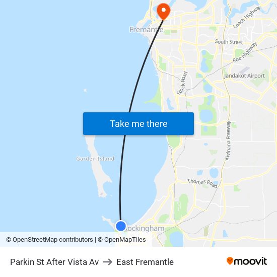 Parkin St After Vista Av to East Fremantle map