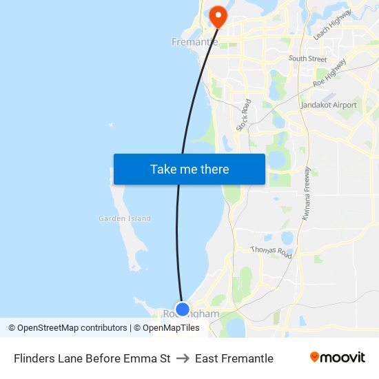 Flinders Lane Before Emma St to East Fremantle map