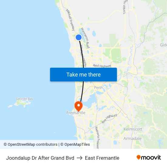 Joondalup Dr After Grand Bvd to East Fremantle map