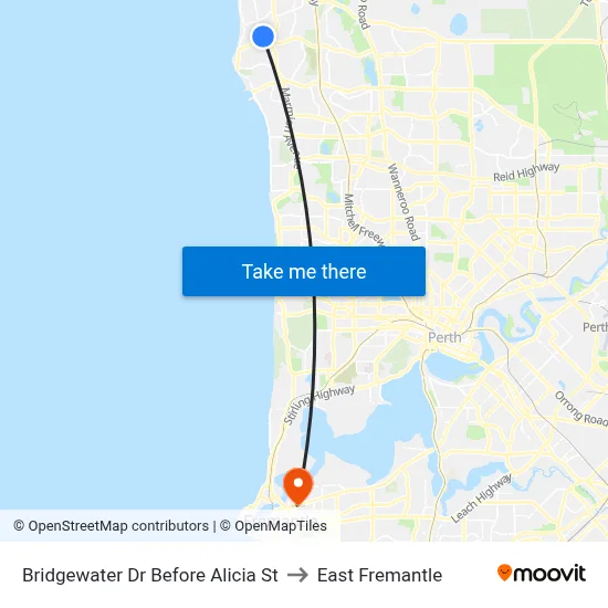 Bridgewater Dr Before Alicia St to East Fremantle map