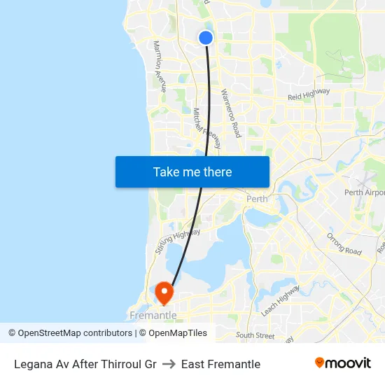 Legana Av After Thirroul Gr to East Fremantle map