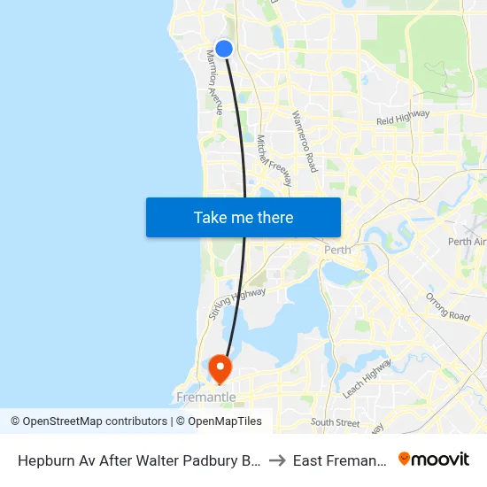 Hepburn Av After Walter Padbury Bvd to East Fremantle map