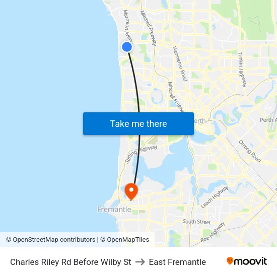 Charles Riley Rd Before Wilby St to East Fremantle map