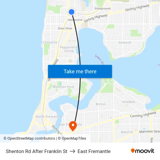 Shenton Rd After Franklin St to East Fremantle map