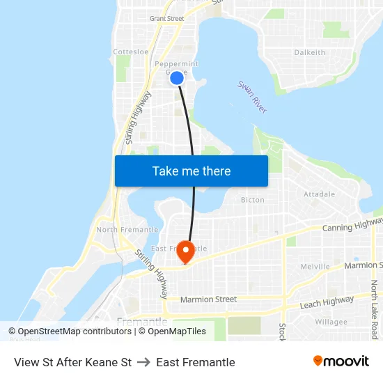 View St After Keane St to East Fremantle map