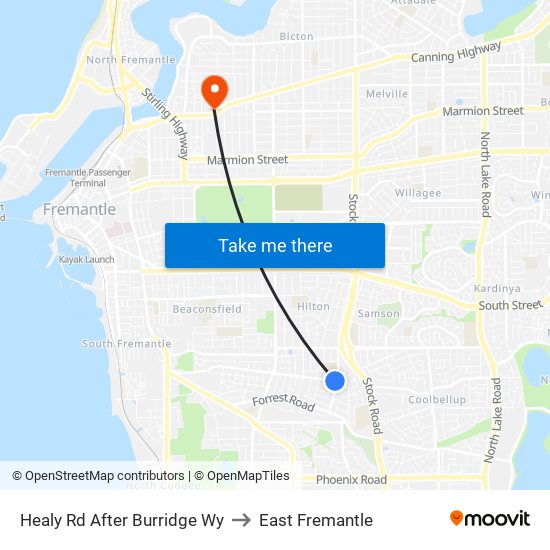 Healy Rd After Burridge Wy to East Fremantle map