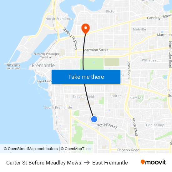 Carter St Before Meadley Mews to East Fremantle map