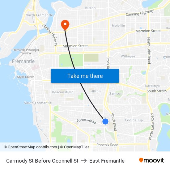 Carmody St Before Oconnell St to East Fremantle map