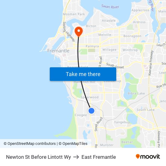 Newton St Before Lintott Wy to East Fremantle map