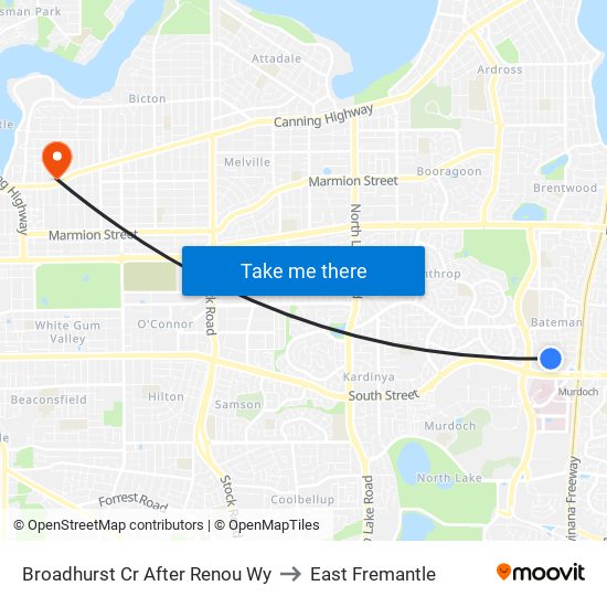 Broadhurst Cr After Renou Wy to East Fremantle map