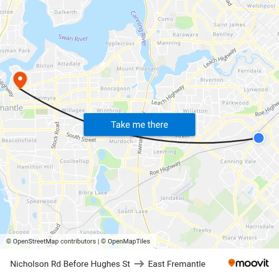Nicholson Rd Before Hughes St to East Fremantle map