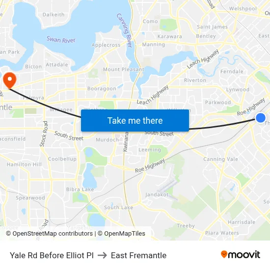 Yale Rd Before Elliot Pl to East Fremantle map
