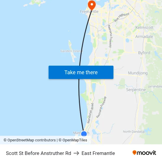 Scott St Before Anstruther Rd to East Fremantle map