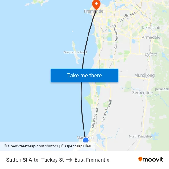 Sutton St After Tuckey St to East Fremantle map